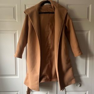 Chic Wish Camel Wrap Jacket With Hood